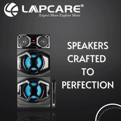 LAPCARE Beast LTS300 120 Watt, Tower Speaker,Bluetooth,Aux,USB,FM,RGB Lights,Wireless Mic with Remote (Black)