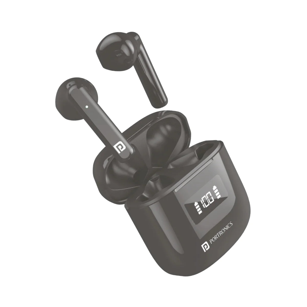 Portronics Harmonics Twins 26 TWS Earbuds with ENC, Bluetooth 5.1, 13mm Driver, 27Hrs Playtime, Digital Display, Type C Charging, Dual Mic(Black)