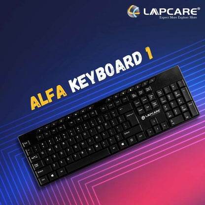 LAPCARE Alfa Keyboard 1 with Adjustable Kickstand, 104 Key with Additional 15 Hot Keys, USB 2.0 (Black)