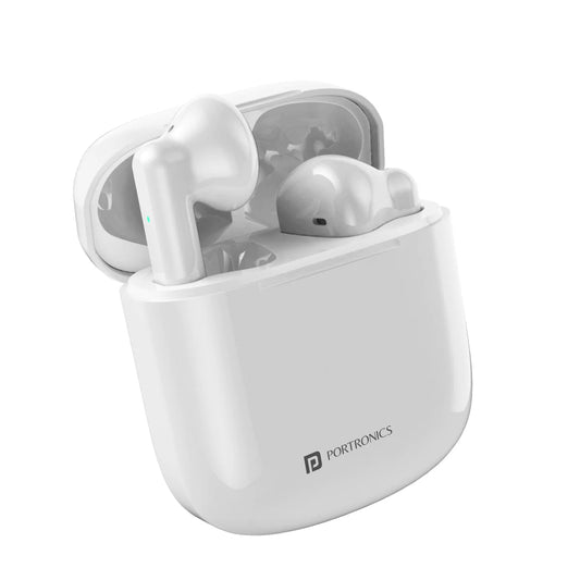 Portronics Harmonics Twins 25 TWS Earbuds with ENC, Bluetooth 5.1, 27Hrs Playtime, Type C Charging, Dual Mic(White)