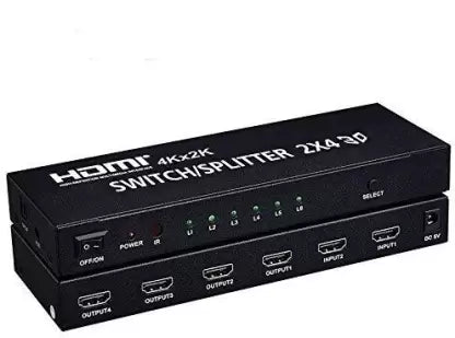 HDMI 2x4 Matrix Switch Splitter ,Media Streaming Device Support ARC/MHL/4Kx2K3D (Black)