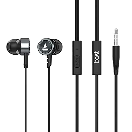 boAt BassHeads 122 Wired in Ear Earphones with Heavy Bass, Integrated Controls and Mic (Black)