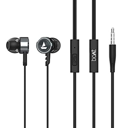 boAt BassHeads 122 Wired in Ear Earphones with Heavy Bass, Integrated Controls and Mic (Black)