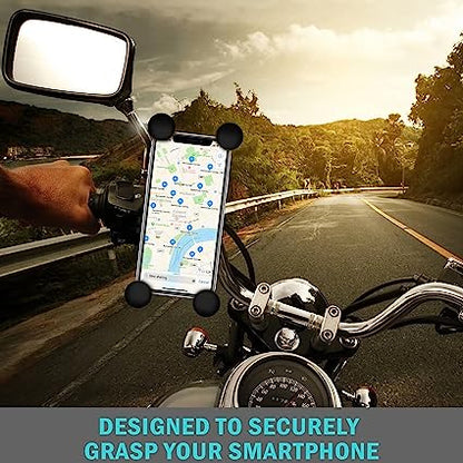 Bike Mobile Holder USB Charger Waterproof Heavy Duty Fast Charging 360 Degree Adjustable X-Grip (Black)