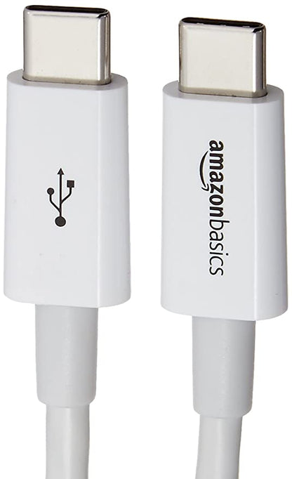 Amazon Basics USB Type-C to Type-C 2.0 Cable for Charging Adapter, Smartphone - 9 Feet (2.7 Meters) - White