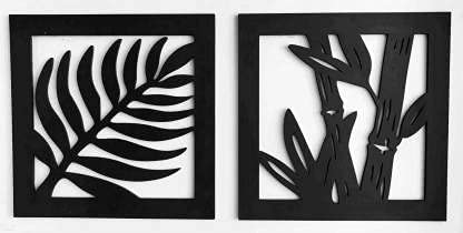 Acrylic Leaf Design Frame for Wall Hanging (20.3 x 20.3)cm (8 X 8 Inches ) Each Set of 4 (Black)