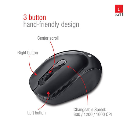 iBall Magical Duo 2 Wireless Deskset - Keyboard and Mouse I Alkaline Battery I High speed Optical Mouse I Long Battery Life I Smart semi-multimedia keyboard (Black)