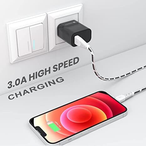 Portronics Konnect Spydr Type C Cable with 3.0A Output, Fast Data Sync, 2M Length, Nylon Braided, Tangle Resistance(White)