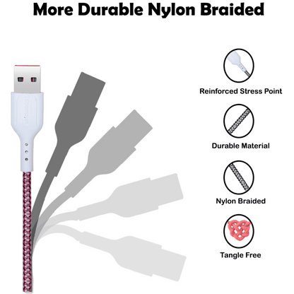 Data Cable Micro Braided 2.4Amp 1Mtr (Red)