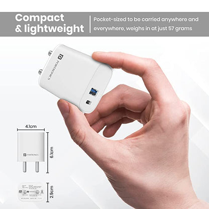 Portronics Adapto 30 30W Dual Output (Type C + USB A) Mobile Adapter