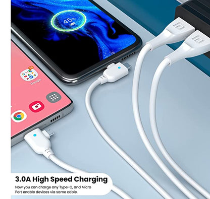 Portronics Konnect Spydr 2 Multi-Functional Charging Cable (Type C + Micro USB) 3.0 A Output (White)
