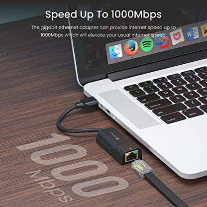 Portronics Mport 45 USB 2.0 Ethernet LAN Adapter USB to LAN RJ 45 with 1000 Mbps, Fast Speed (Black)