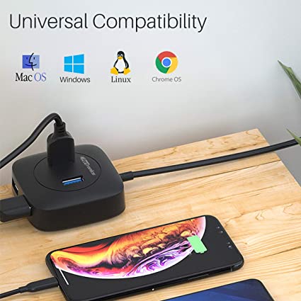 Portronics Mport 4A POR-1159 4-Port USB Hub High Speed (Black)