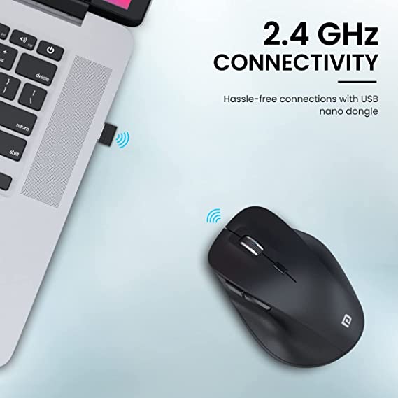 Portronics Toad 24 Wireless Optical Mouse with 2.4 GHz Wireless Technology, Optical Orientation, Adjustable DPI