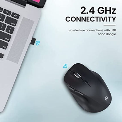 Portronics Toad 24 Wireless Optical Mouse with 2.4 GHz Wireless Technology, Optical Orientation, Adjustable DPI