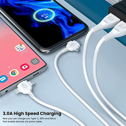 Portronics Konnect Spydr 3 Multifunctional Fast Charging Cable (Type C + Micro USB + 8 Pin) with 3.0A Total Output