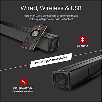 Portronics Pure Sound 1 60W Wireless Soundbar with Extra Bass & Latest Bluetooth 5.0 I 3.5mm Aux-in