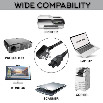 Laptop Power Cable Cord 1.2 Mtr 3 Pin Adapter Heavy Duty (Black)