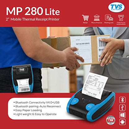 TVS ELECTRONICS MP 280 Lite Mobile Receipt Printer Bluetooth Connectivity V4.0+USB