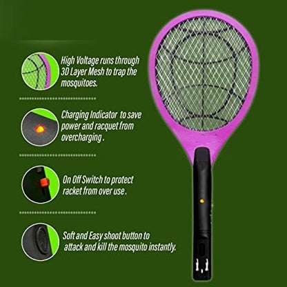 Champion Rechargeable Electric Mosquito Racket Bat - Indoor & Outdoor Insect Killer (Multicolor)