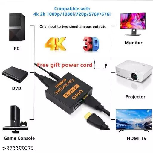 HDMI Splitter 1x2 High Definition Multimedia Interface (Black)