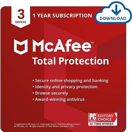 McAfee Total Protection Security For Window, Mac Single Licence Key (Email Delivery)