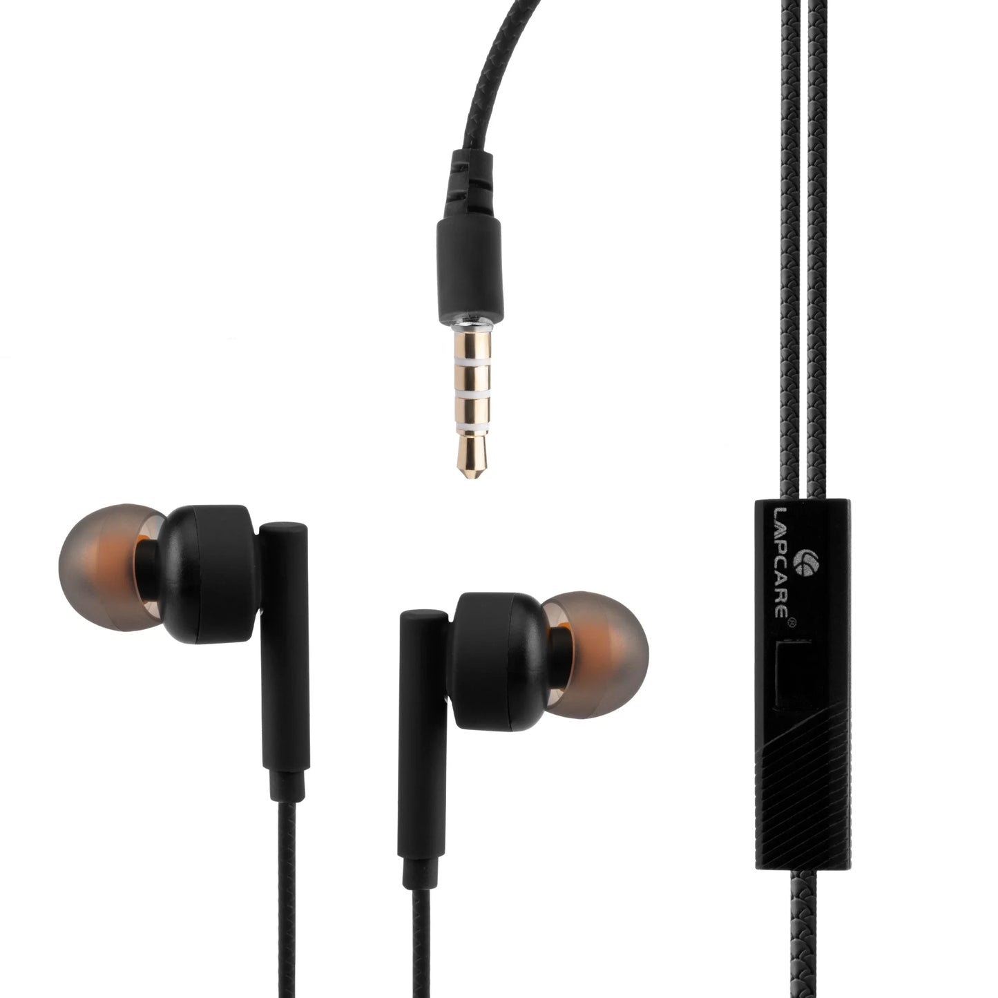 Lapcare WOOBUDS VI wired Earbuds with inbuilt MIC -Black (LBD-606)