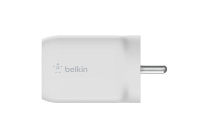 Belkin 65W Gan Dual USB-C , PD 3.0 Fast Charger, For iPhone 15, 14, 13, 12, MacBook Pro & Other USB-C Supported Devices (White)