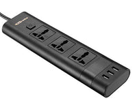 Portronics POR-1347 5A 5 Volts 2500 Watts Electrical Universal Sockets and 3 USB Ports Power Plate II (Black)
