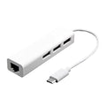 Type C to LAN Macbook Fast Ethernet Adapter USB 2.0 3 Port HUB RJ45 100Mbps for MacBook (White)