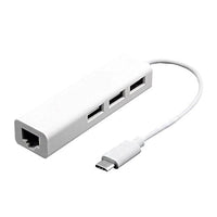 Type C to LAN Macbook Fast Ethernet Adapter USB 2.0 3 Port HUB RJ45 100Mbps for MacBook (White)