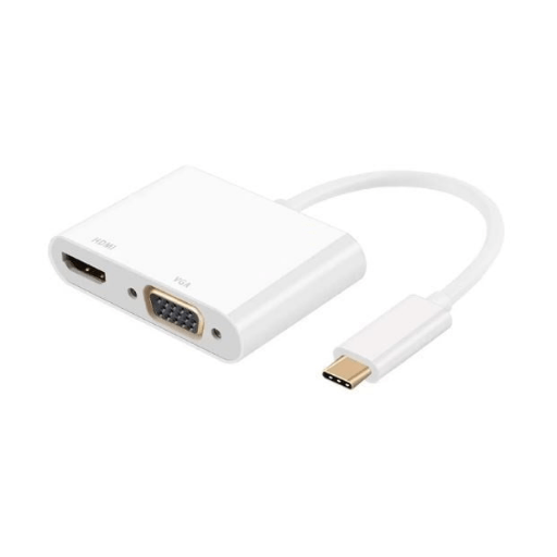 Type-C TO HDMI + VGA, USB C to HDMI 4K+VGA Adapter (Thunderbolt 3 Compatible)