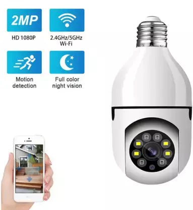Wifi Camera | 3MP Indoor Bulb Camera Indoor 360Ã‚Â° Smart Home Security Camera | Light Vision 24x7 Continuous Recording with Motion Sensor