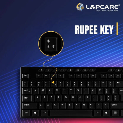 LAPCARE Alfa Keyboard 1 with Adjustable Kickstand, 104 Key with Additional 15 Hot Keys, USB 2.0 (Black)
