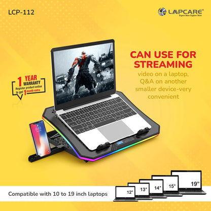 Lapcare WINNER PRO RGB Cooling Pad with 6 Fans Laptop Stand
