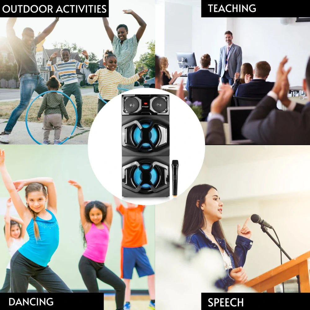 LAPCARE Beast LTS300 120 Watt, Tower Speaker,Bluetooth,Aux,USB,FM,RGB Lights,Wireless Mic with Remote (Black)