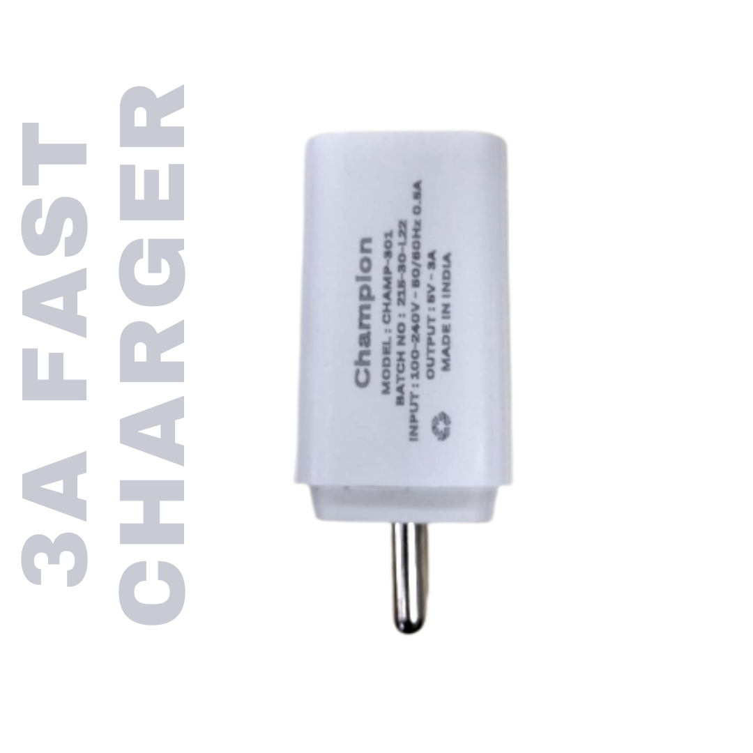 Champion 3A Quick Charging 2 USB Port 15W Fast Charger Adapter (White)