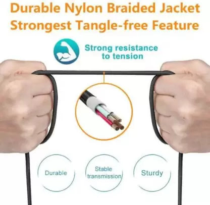 Champion USB to Type-C 2.4Amp Data Sync & Charging Cable Braided 1M for all Android & Type-C Devices (Red)