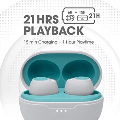JBL C115 True Wireless Earbuds with Mic, Jumbo 21 Hours Playtime with Quick Charge-Mint