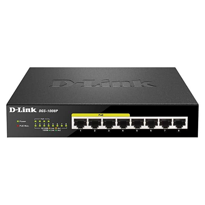 D-Link DGS-1008P 8 Port Gigabit Poe Unmanaged Switch (Metal Housing)