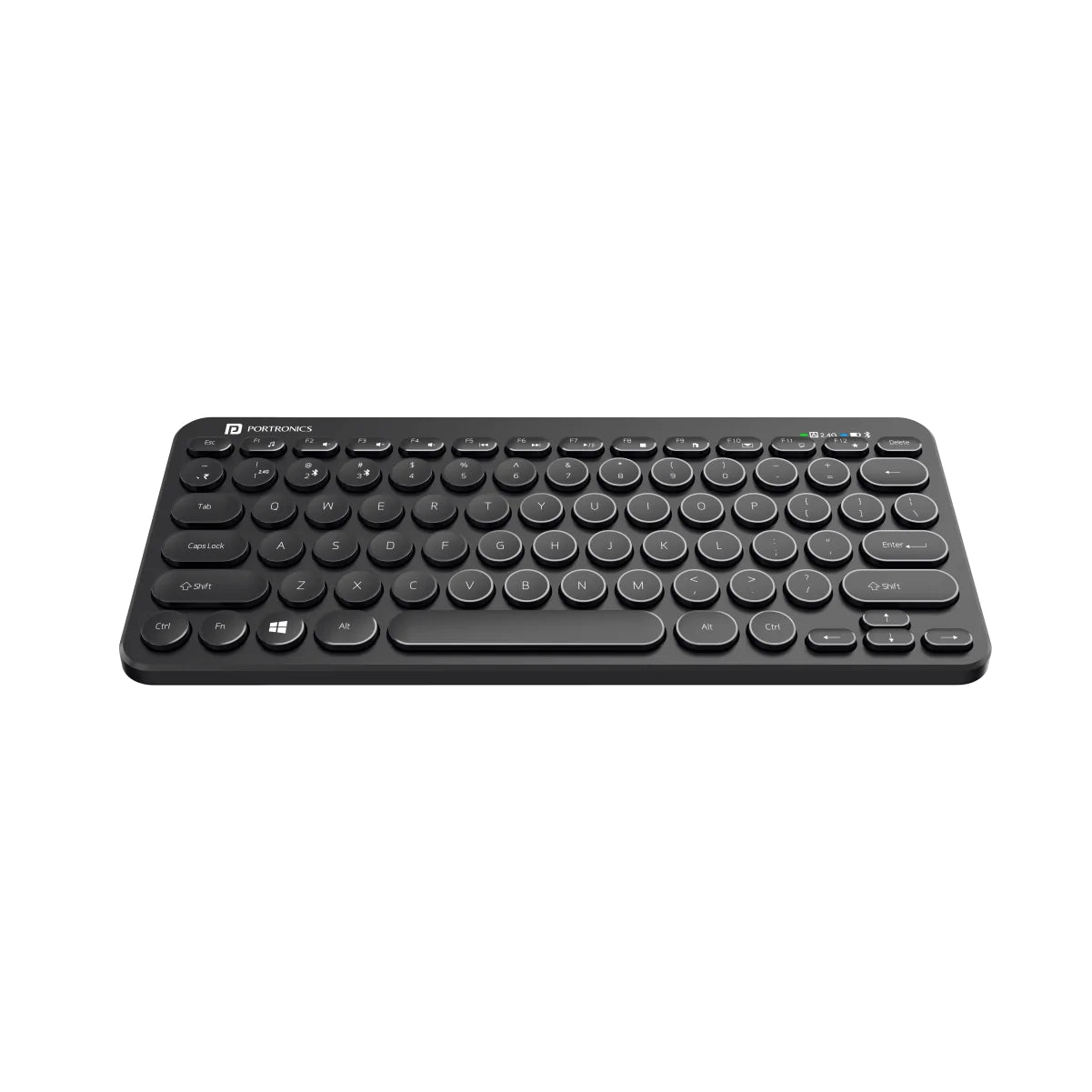 Portronics Bubble Multimedia Wireless Keyboard 2.4 GHz & Bluetooth 5.0 Connectivity, Noiseless Experience, Compact Size (Black)
