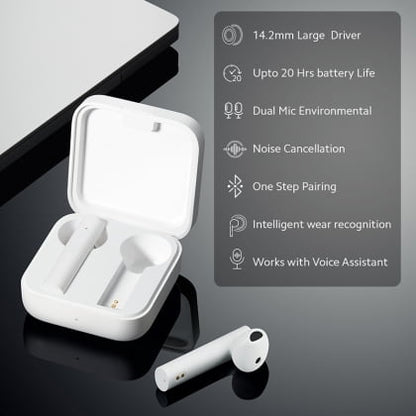 Mi 2C Bluetooth Truly Wireless In Ear Earbuds With Mic (White)