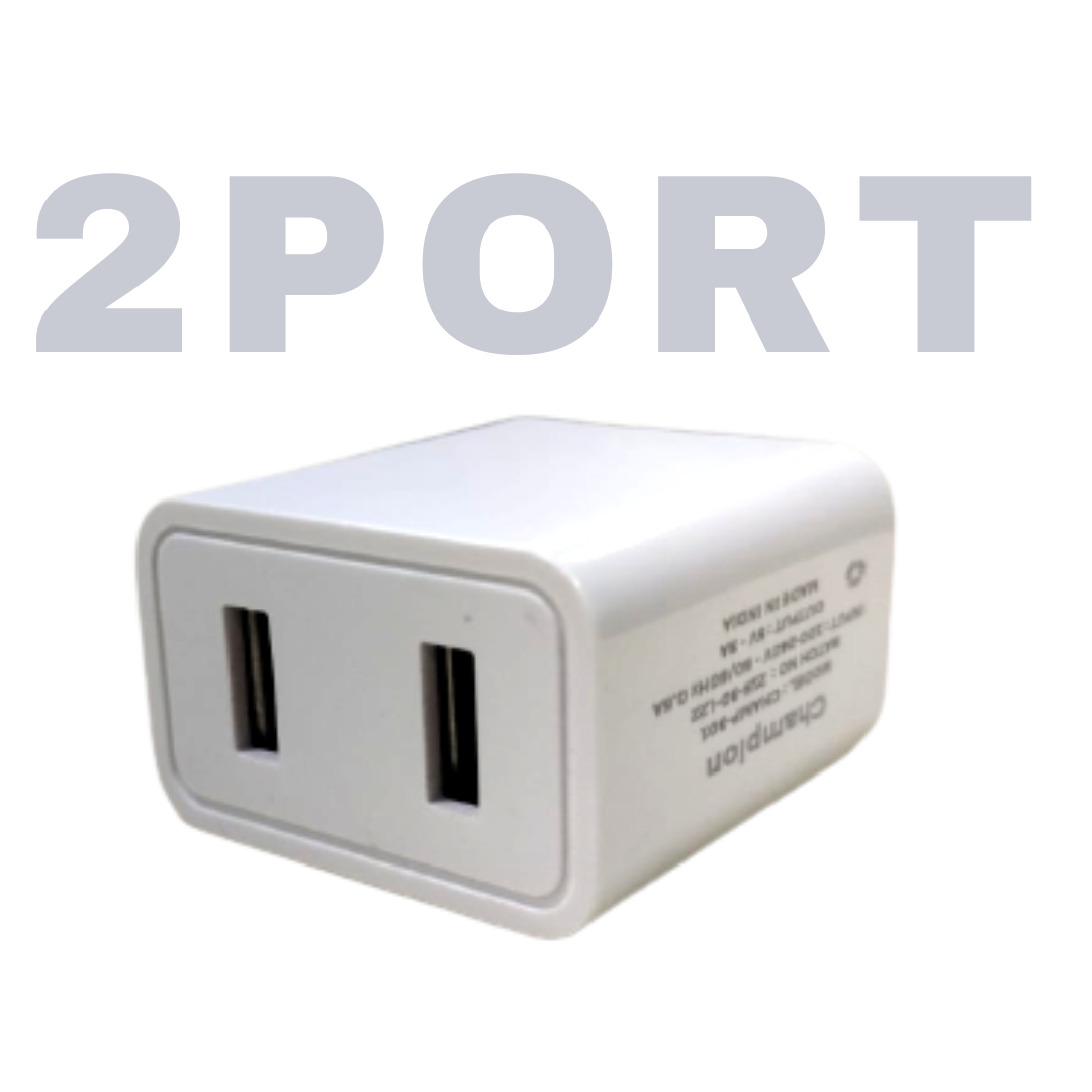 Champion 3A Quick Charging 2 USB Port 15W Fast Charger Adapter (White)