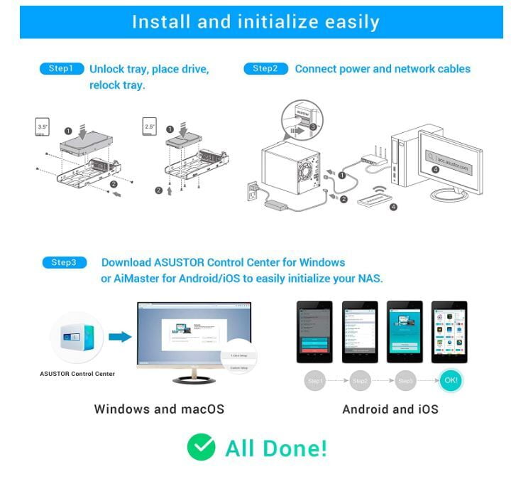 Asustor Lockerstor 4 AS6604T - 4 Bay NAS,Network Attached Storage-Diskless