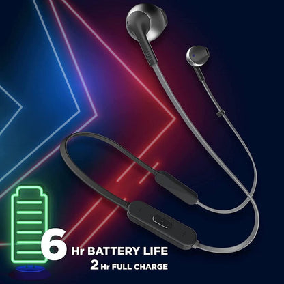 JBL T205BT by Harman Wireless Bluetooth in Ear Neckband Headphones with Mic Black