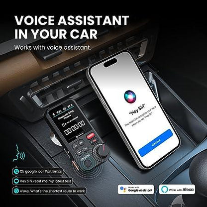 Portronics Auto One Smart Car Charger & Music Streamer with Hands Free Calling, Bluetooth 5.0, Quick Charge 3.0, 23W max Output, 360Ã‚Â° (Black)