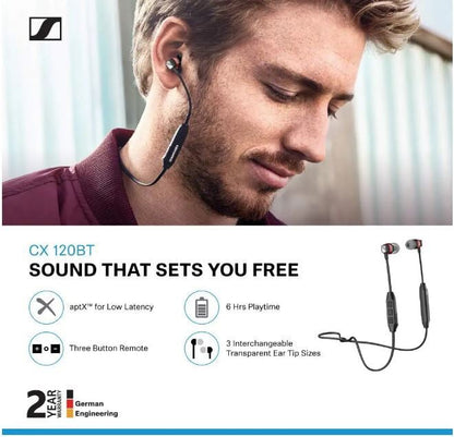 Sennheiser CX 120BT Wireless Bluetooth in Earphone with Mic (Black)