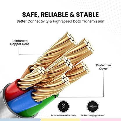 Portronics Konnect 3 Way 3-in-1 Multi Functional Cable (Micro USB+8Pin+Type C) 3Amp 1.2m Length