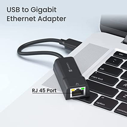 Portronics Mport 45 USB 2.0 Ethernet LAN Adapter USB to LAN RJ 45 with 1000 Mbps, Fast Speed (Black)