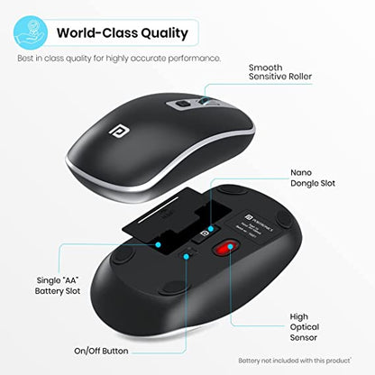 Portronics Toad 14 Wireless Optical Mouse 2.4GHz with USB Nano Dongle, Optical Orientation, Adjustable DPI